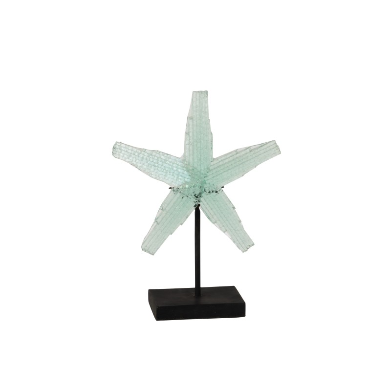 Estrella de mar en pie de vidrio reciclado transparente L30 * A11 * A38cm