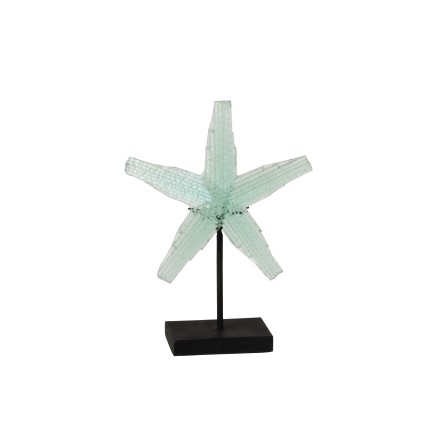 Estrella de mar en pie de vidrio reciclado transparente L30 * A11 * A38cm
