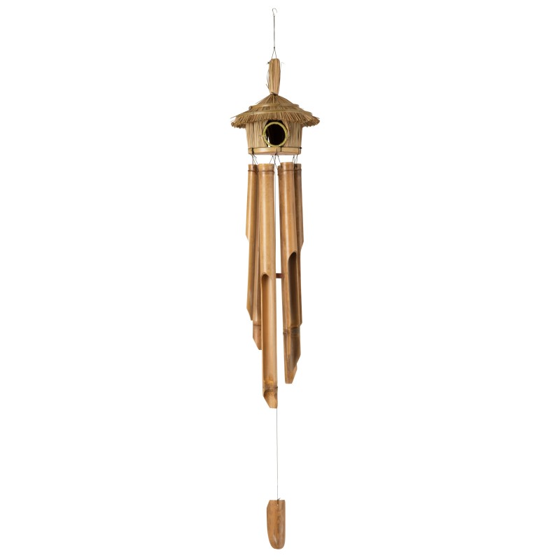Nichoir avec carillon en bambou blanc H135cm