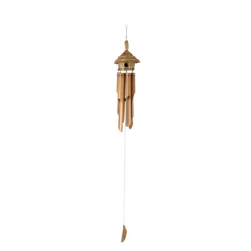 Nichoir avec carillon en bambou blanc H136cm