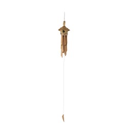 Nichoir avec carillon en bambou blanc H130cm