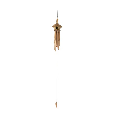 Nichoir avec carillon en bambou blanc H130cm