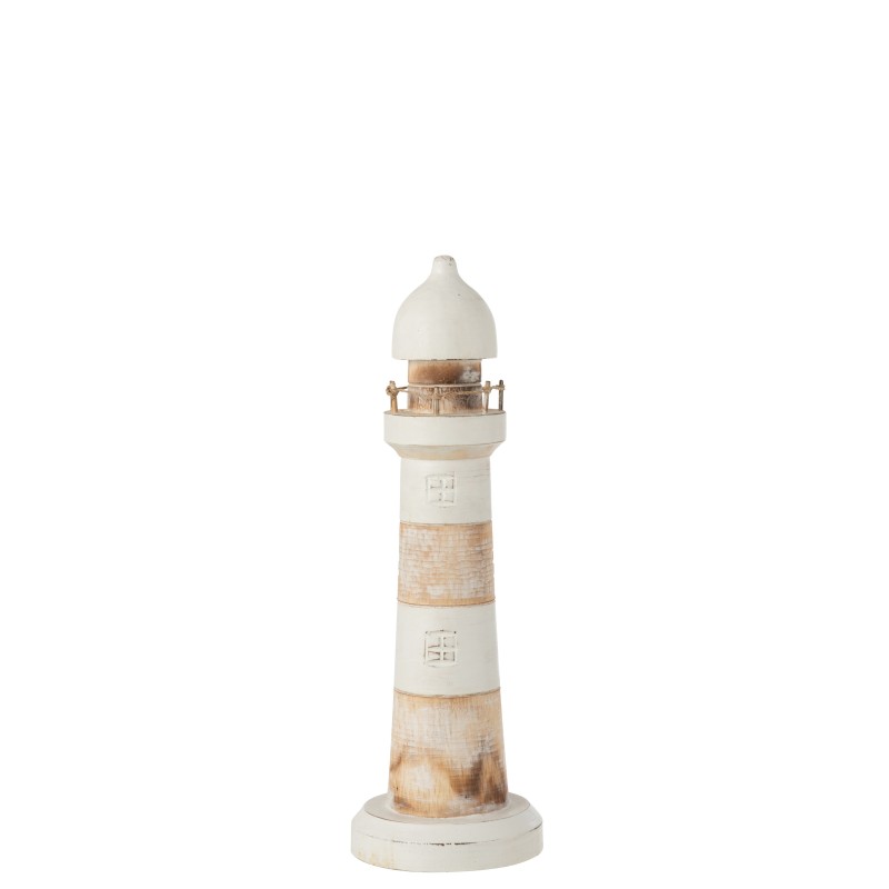 Faro de madera blanca L13*l13*H40cm