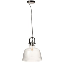 Lampe suspendue en acier noir et verre transparent L30*l30*H175