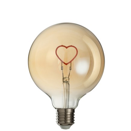 LAMPE LED DANS BOITE COEUR VERRE ROSE/OR E27