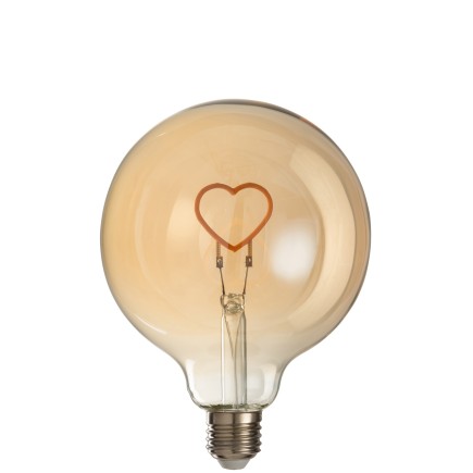 LAMPE LED DANS BOITE COEUR VERRE JAUNE/OR E27