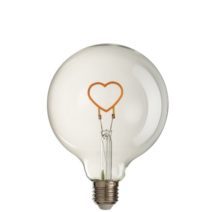LAMPE LED DANS BOITE COEUR VERRE JAUNE/TRANSPARENT E27