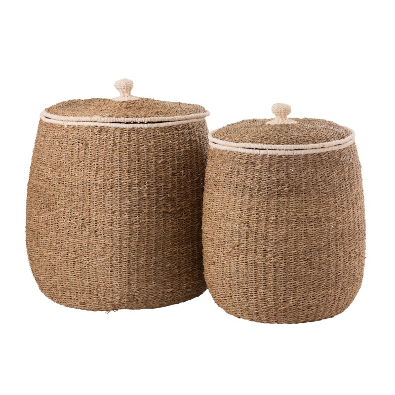Set de 2 paniers à couvercles en papier marron D25 et 43cm Set de 2 paniers à couvercles en papier marron D25 et 43cm