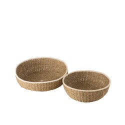 Set de 2 plats en osier avec bord blanc L46*l46*H14cm