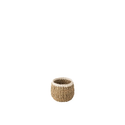 Panier rond en osier avec bord blanc L17*l17*H13cm