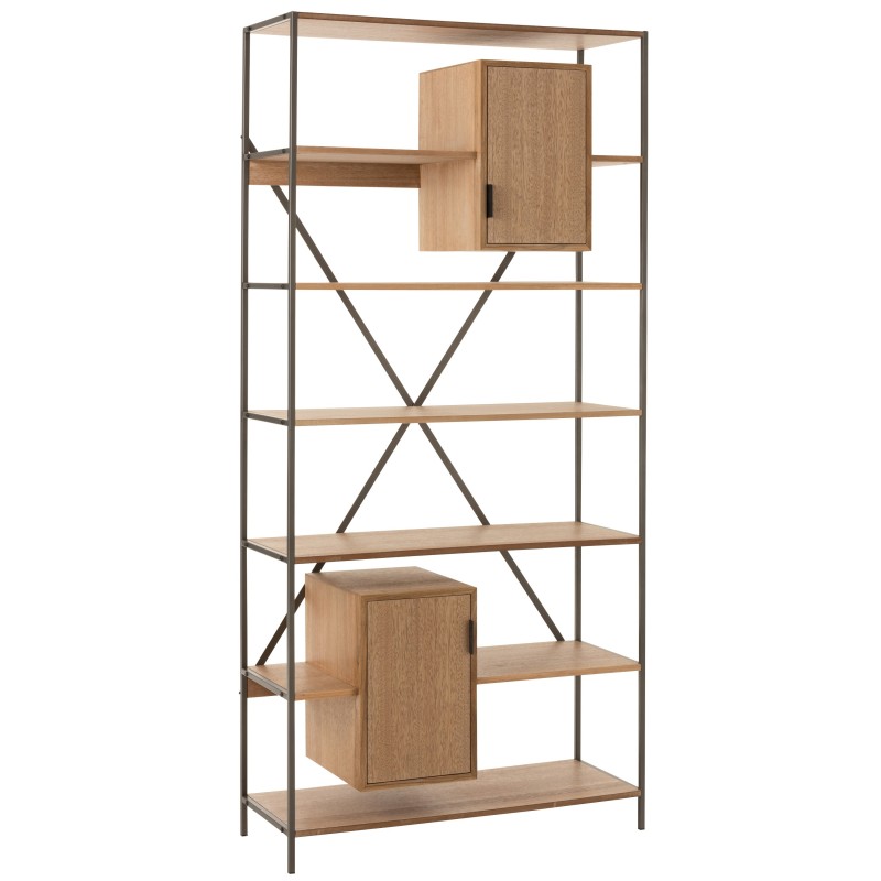 Etagère en bois et métal avec divers compartiments L95*l38*H200cm