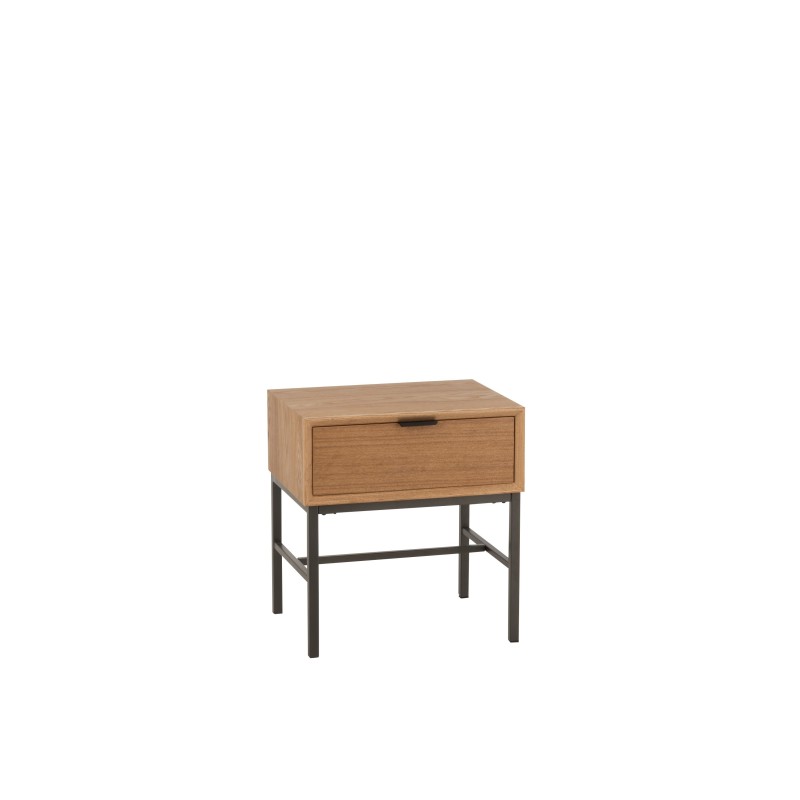 Table avec pied métal en bois naturel 47x30x51cm Table avec pied métal en bois naturel 47x30x51cm