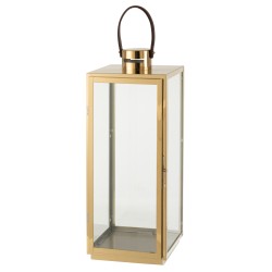 Lanterne carrée en métal or et verre