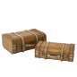 Set de 2 valises arrondies en bois beige L40 à 45cm H14 à 18cm