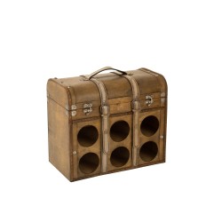 Valise 6 bouteilles en bois marron 42.5x24x38.5 cm