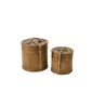 Conjunto de 2 cofres redondos de madera beige L27*l25*H26