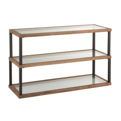 Consolle a 3 livelli in vetro e legno marrone 132*46*79cm