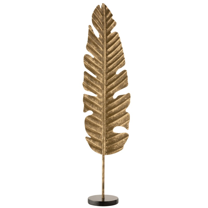 FEUILLE SUR PIED ROND ALU / MARBRE OR LARGE 78,5 cm