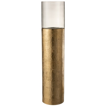 Candelabro de cristal y aluminio dorado para velas 26x26x111 cm