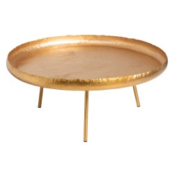 MESA DE SALON REDONDO METAL ORO