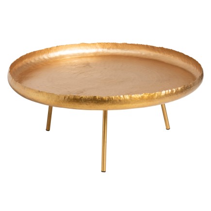 MESA DE SALON REDONDO METAL ORO