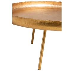 MESA DE SALON REDONDO METAL ORO