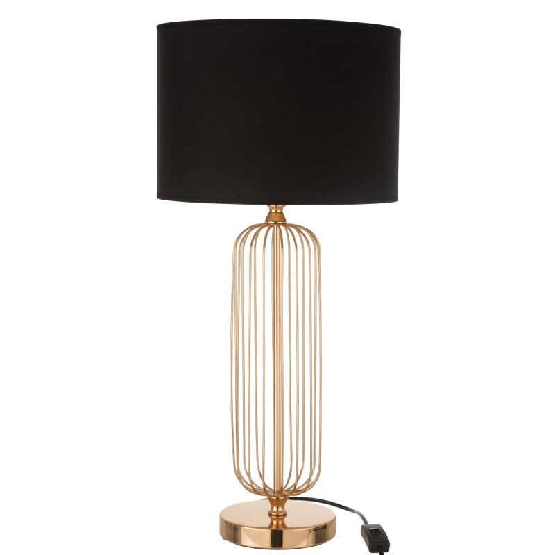 Lampe avec abat-jour noir en métal doré 30x30x68 cm