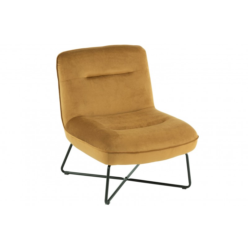 Chaise lounge en textile ocre 66x63x80 cm