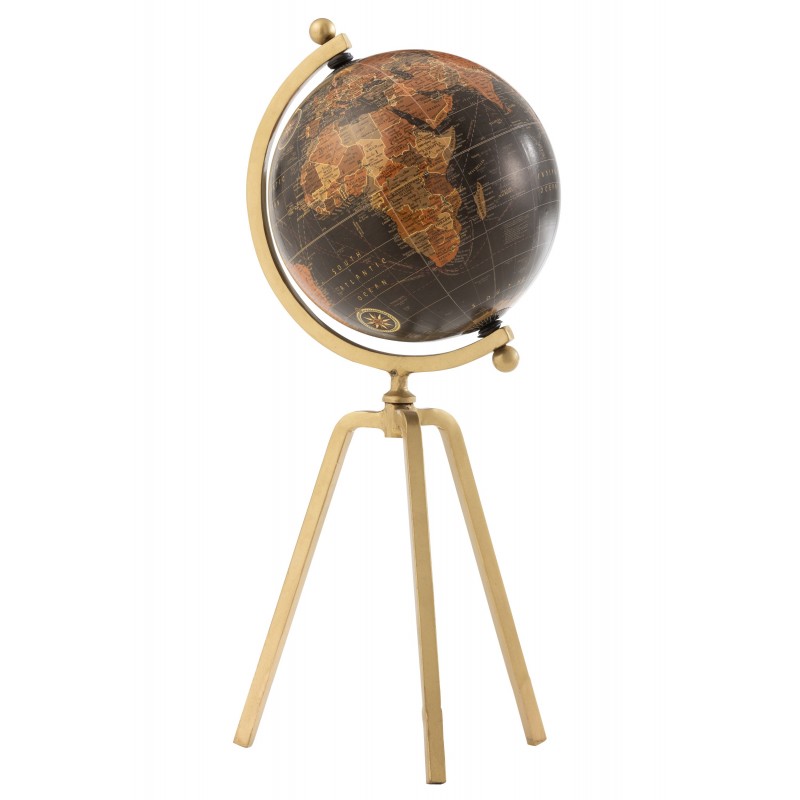 Globe sur trépied en métal doré 23x20x52 cm