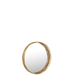 Miroir rond avec bord haut en métal doré de 60 cm