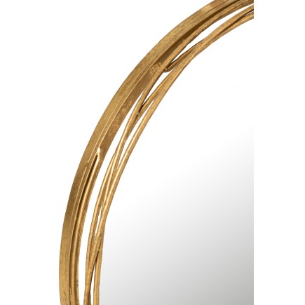 Miroir rond avec bord haut en métal doré de 60 cm