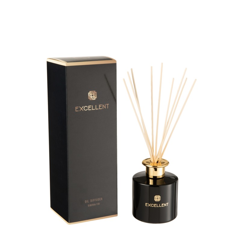 Óleo perfumado com varas de vidro preto 10x10x27 cm Óleo perfumado com varas de vidro preto 10x10x27 cm