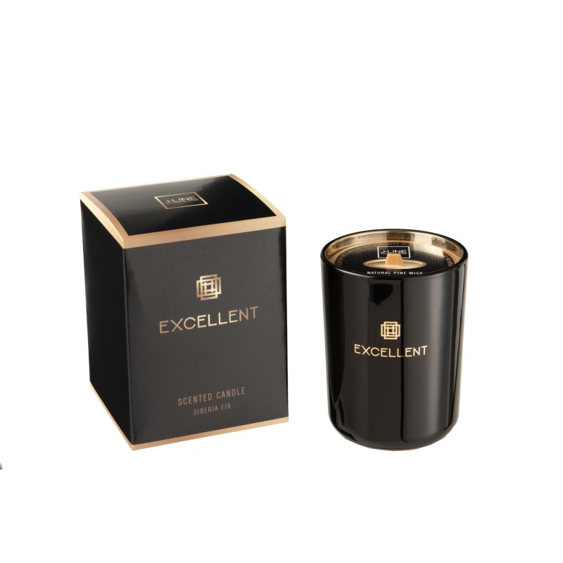 Vela perfumada 50H em vidro preto 8x8x11 cm