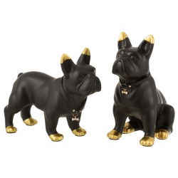 Set de 2 bouledogs en céramique multicouleur 33x15x27 cm