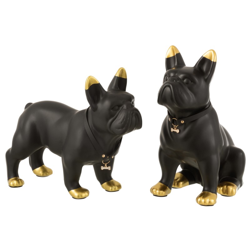 Set de 2 bouledogs en céramique multicouleur 33x15x27 cm