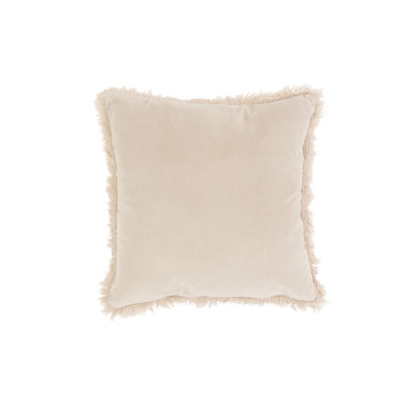 Coussin carré à bord long en coton et lin beige 45x45cm