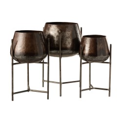 SUPPORT CACHEPOT + PIED METAL MARRON ROUILLE LARGE