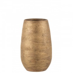 Vase irrégulier rugueux en céramique or 18x31 cm