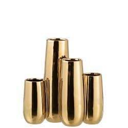 JARRON 4 PARTES MANCHAS REDONDO CERAMICA ORO