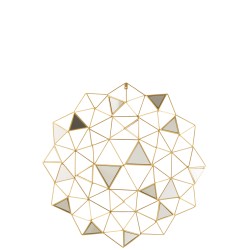 Decoración mural de espejos triangulares de metal dorado de 85 cm