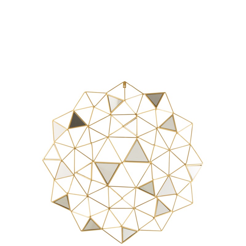 Decoración mural de espejos triangulares de metal dorado de 85 cm