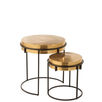 Set de 2 tables rondes en aluminium 44x44x48 cm