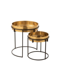 Set de 2 tables rondes en aluminium 44x44x48 cm