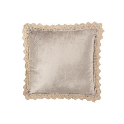 Coussin carré à bord en viscose grise 50x50cm