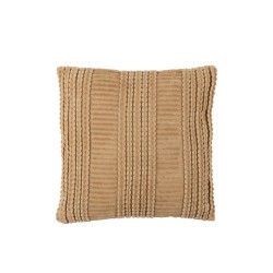 Coussin carré avec lignes en coton marron et ocre 45x45cm - Coussin d'extérieur