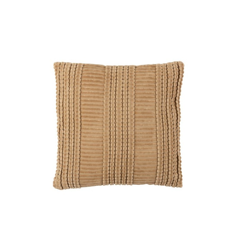 Coussin carré avec lignes en coton marron et ocre 45x45cm - Coussin d'extérieur