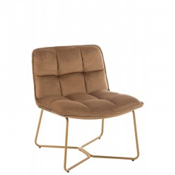Chaise lounge matelassé en métal marron 65x58x85 cm