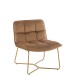 Cadeira lounge acolchoada em metal castanho 65x58x85 cm Cadeira lounge acolchoada em metal castanho 65x58x85 cm