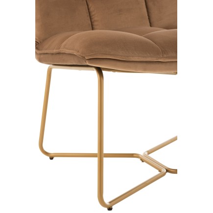 Chaise lounge matelassé en métal marron 65x58x85 cm