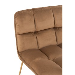 Chaise lounge matelassé en métal marron 65x58x85 cm